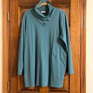 J jill pale teal knit tunic, XL